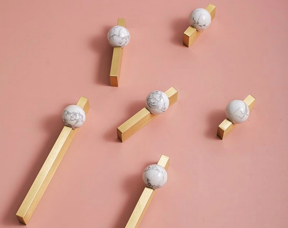 Brass and Marble Drawer Pulls Brass and Marble Drawer Pulls