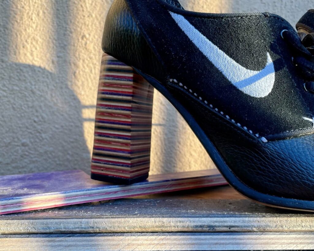 Detail of heel with skate deck