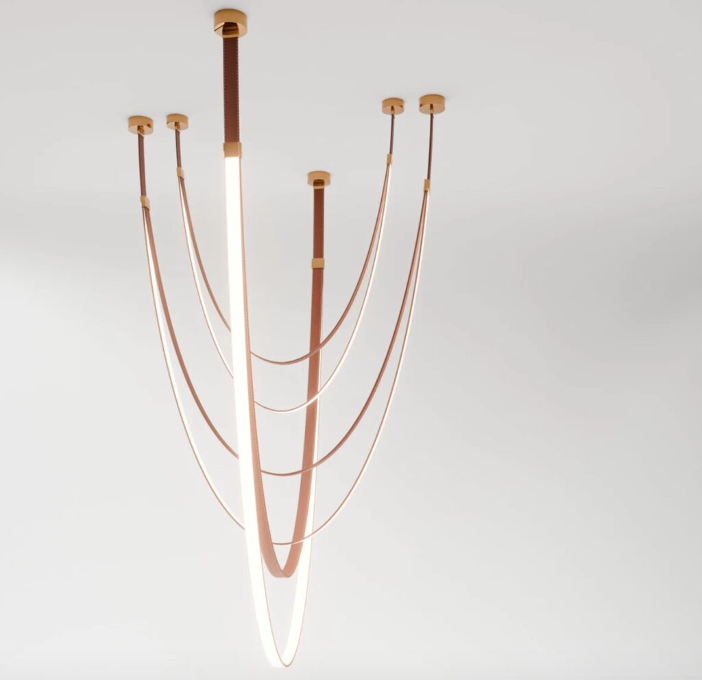 Leather Chandelier on white background