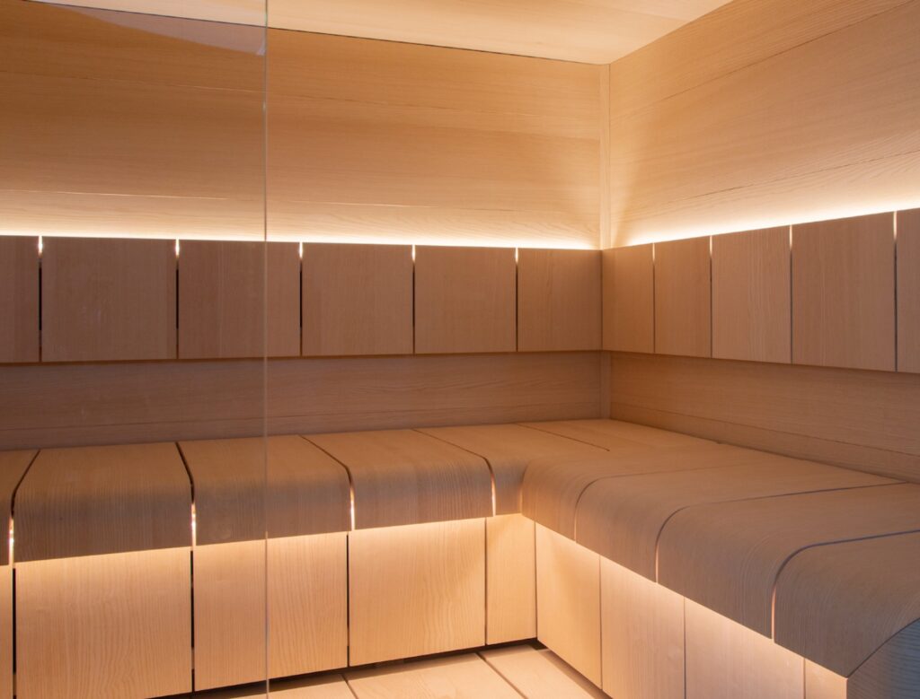 Curved ash wood seats