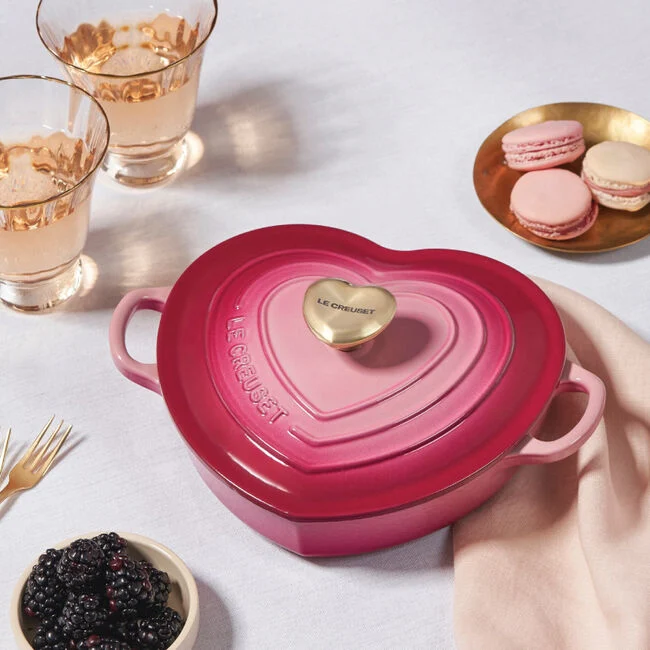 Le Creuset Shallow Heart Cocotte in Berry