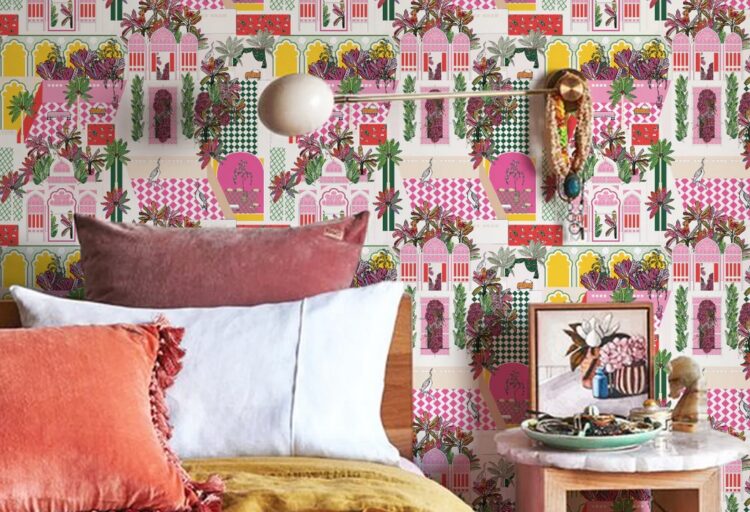 Greco Garden in pink in bedroom