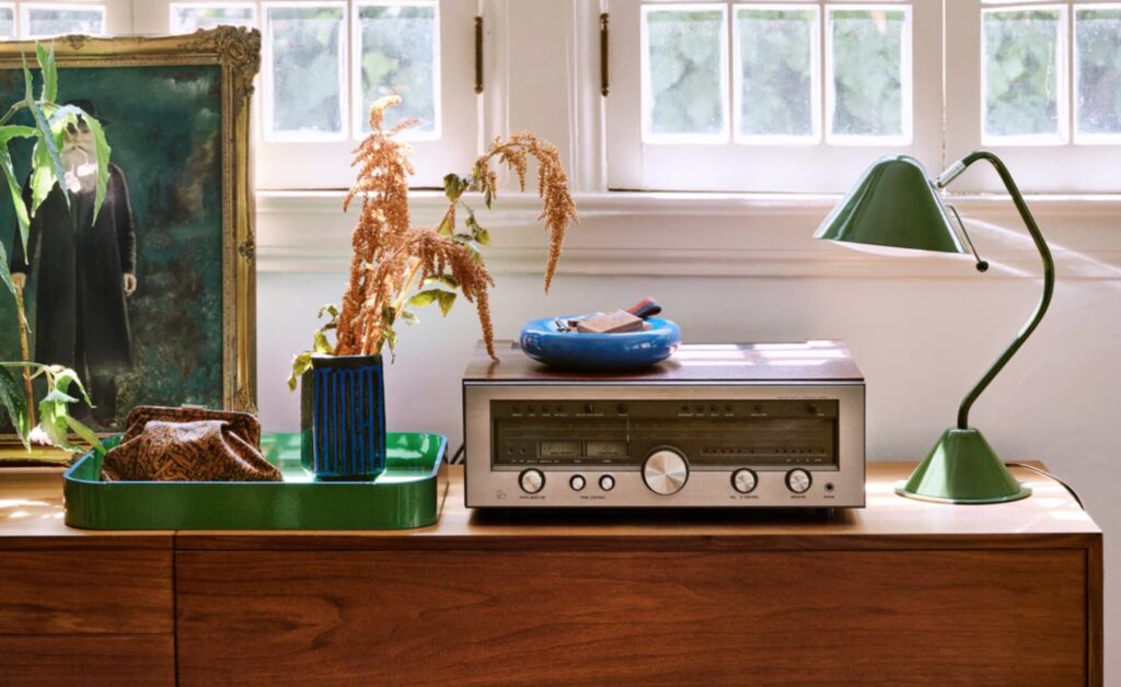 In green with vintage stereo