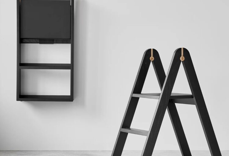 Reech black open and hanging on wall