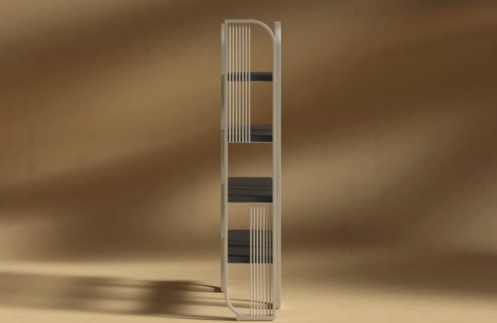 A side view of Apollo Bookshelf by Rove Concepts