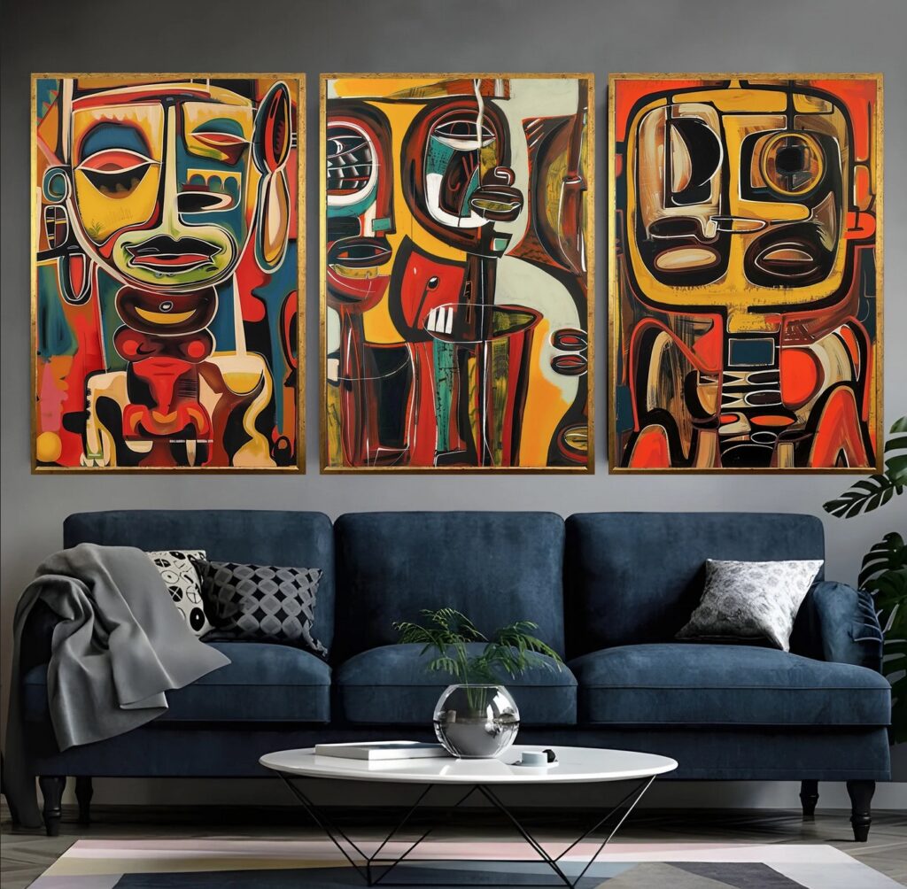 Three paintings with African motifs