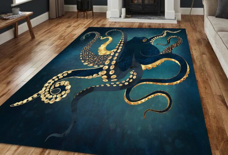 Octopus in blue emerald backing