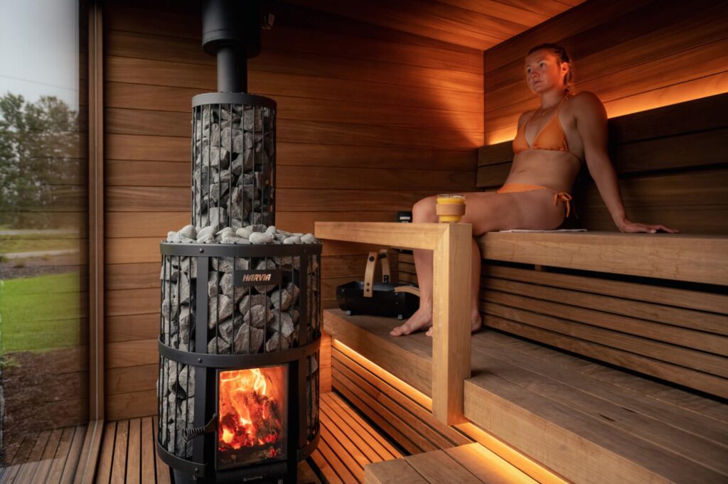 Woman in Nordic Misty Sauna