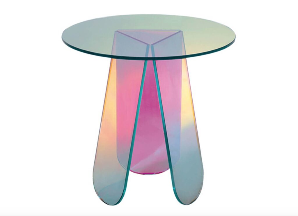 Urquiola coffee table with iridescent finish