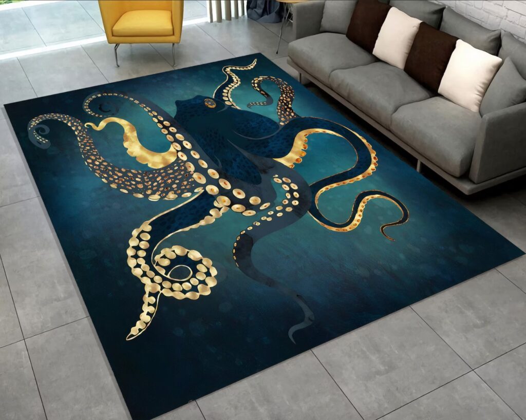 Octopus square on composite gray tile floor