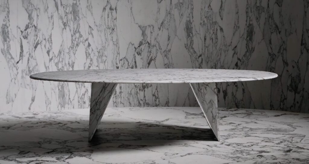 White marble with black veining front view