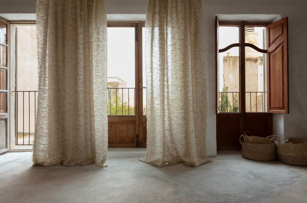 Ancient Memories fabric in apartment with open windows