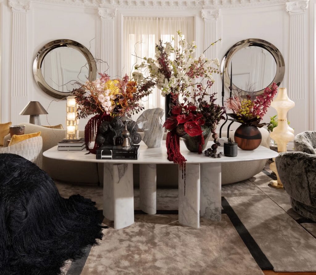 Ellenica white marble dining table
