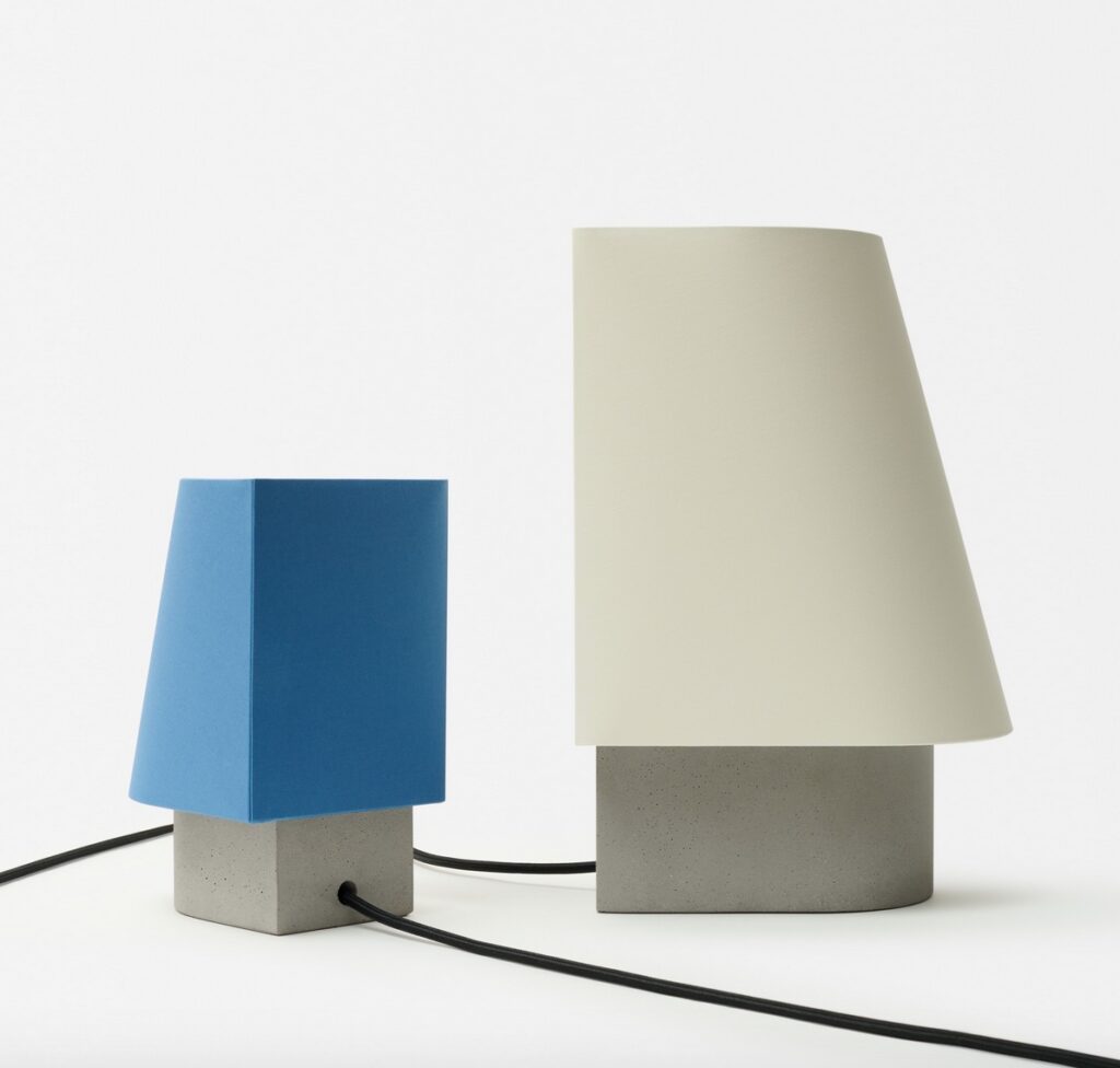 Blue and white lamps