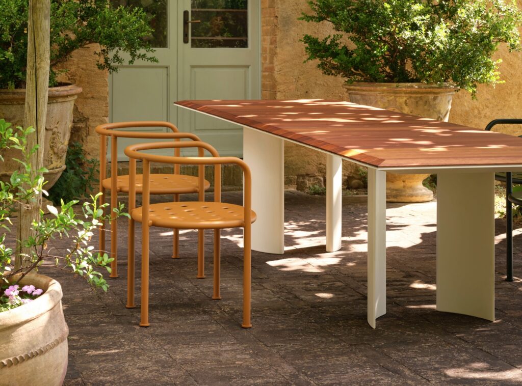 Two Roè chairs in orange