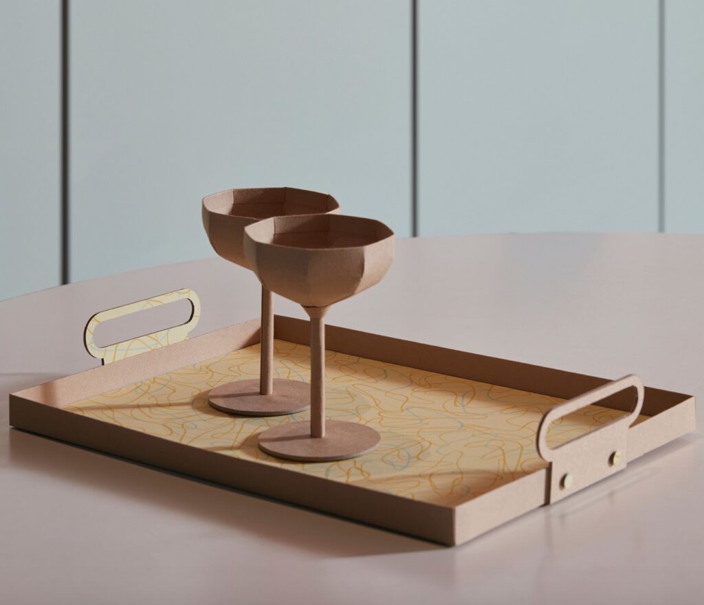 Stemmed glasses made of paper