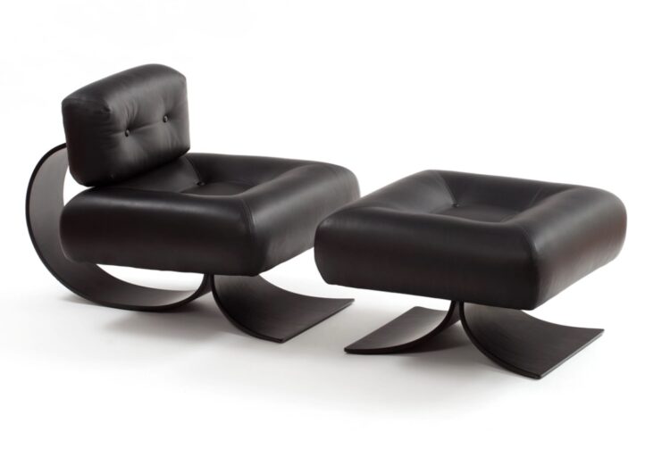 Alta chair with ottoman in black