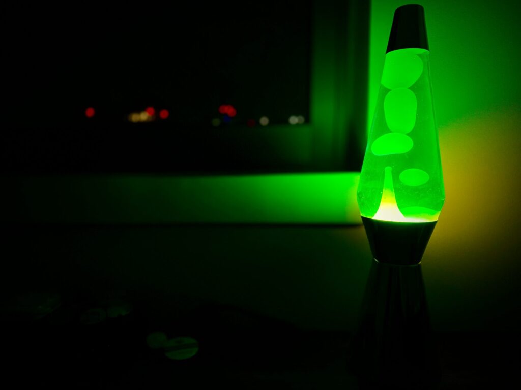 a green lava lamp