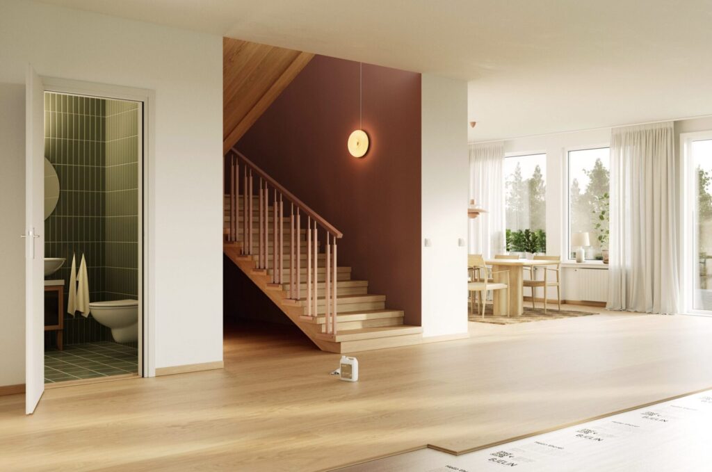 Bjelin click flooring in situ with stairs