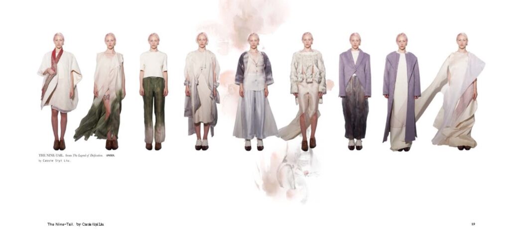 Models with garment in many colors