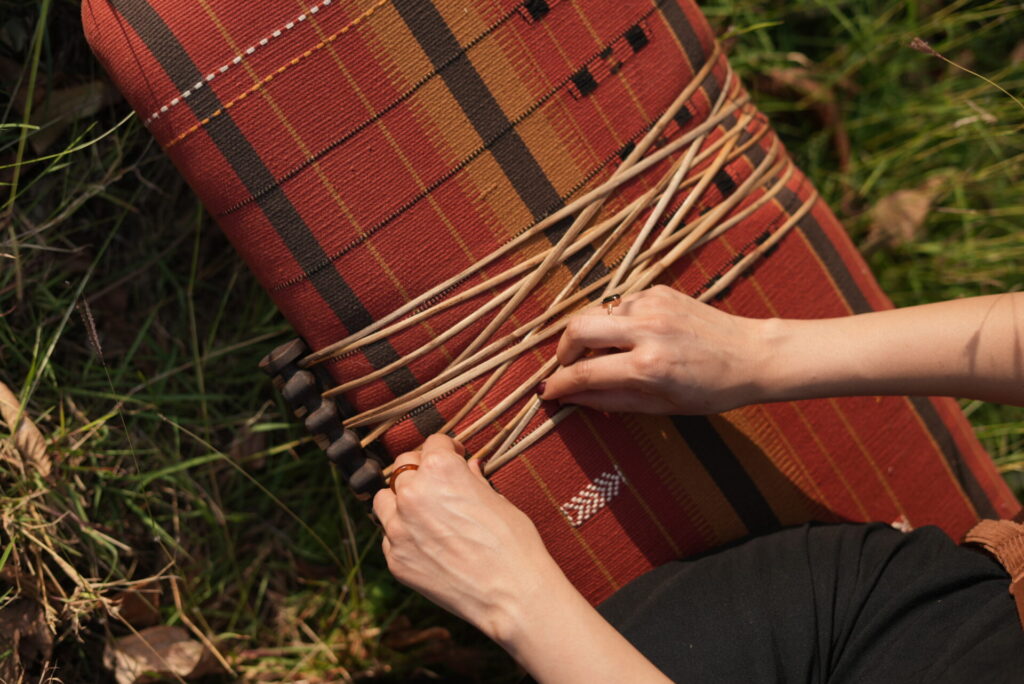 Sculptural Wooden Seating in Wood and Weave
