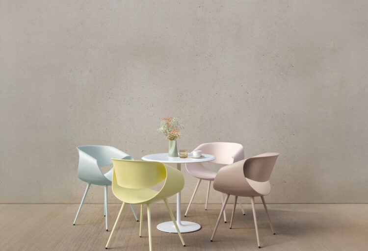 Sculptural sustainable seating defined by a single continuous curve, the Little Perillo ECO chair highlights recycled material with a smooth, uninterrupted form.